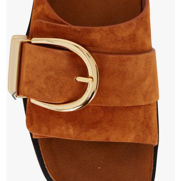 KHAITE Camel Suede Sandals with Gold Accent size 10.5 (41.5) NWT Retails $840.